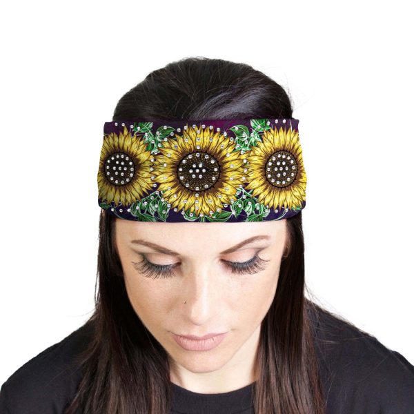 Milwaukee Leather | Bling Designed Wide Headbands-Headwraps for Women Biker Bandana with Sun Flower - MLA8044 Hot on Sale