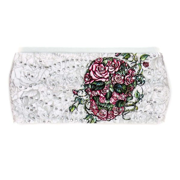 Milwaukee Leather | Bling Designed Wide Headbands-Headwraps for Women Biker Bandana with Rose Skull - MLA8038 For Discount - Image 2