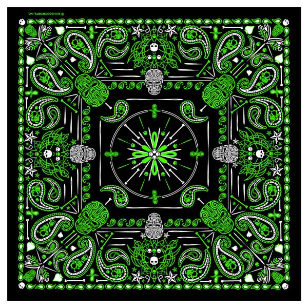 Hot Leathers BAB1068 Green Paisley Skulls Bandana Hot on Sale