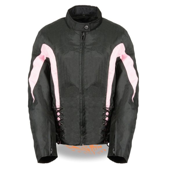 Nexgen SH2188 Women s Black and Pink Textile Motorcycle Riding Jacket with Side Stretch and Lacing Online Sale - Image 4