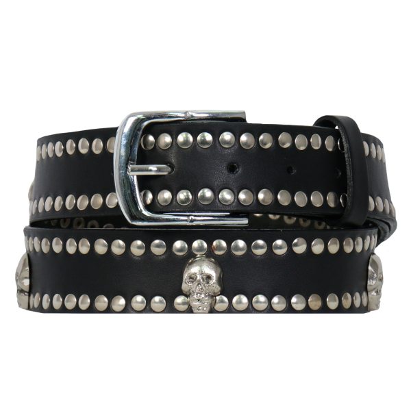 Hot Leathers Leather Belt with Studs and Skulls Online Hot Sale